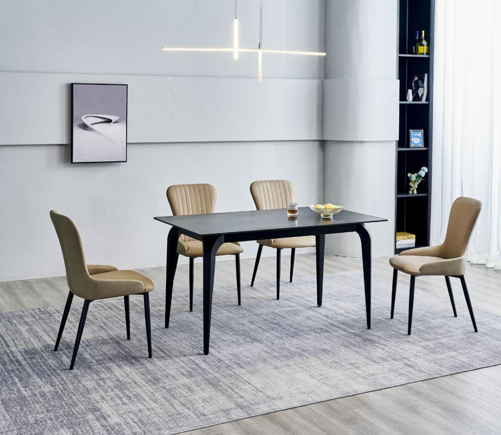 Moderner Grauer Esstisch Designer 6x Textilstühle Holz Esszimmergruppe