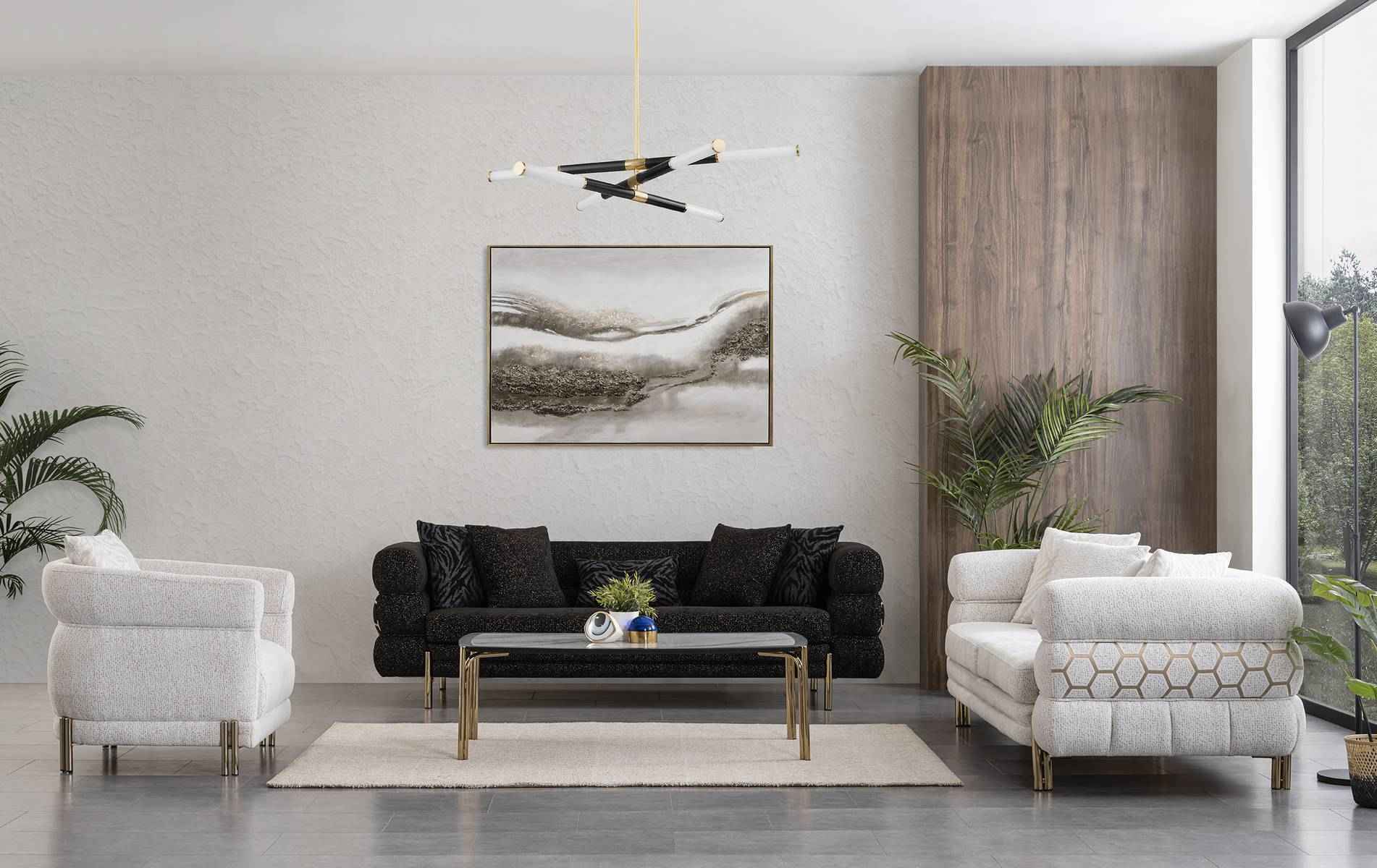 Couchgarnitur 3+3+1 Sitzer Luxus Sessel Wohnzimmer Garnitur Sofas 3tlg