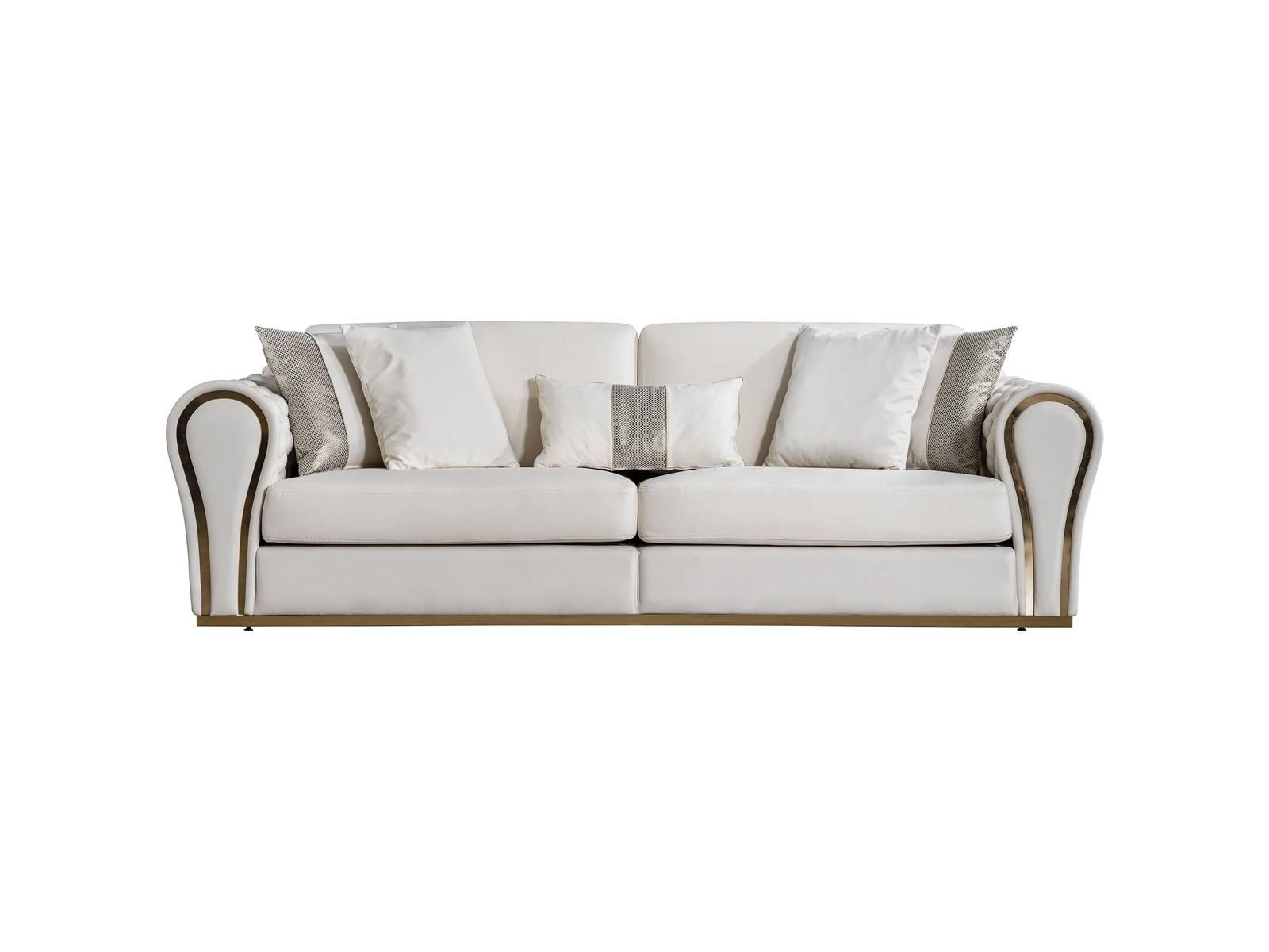 Weißer Dreisitzer Designer Polstersofa Luxus 3-Sitzer Textil Sitzmöbel