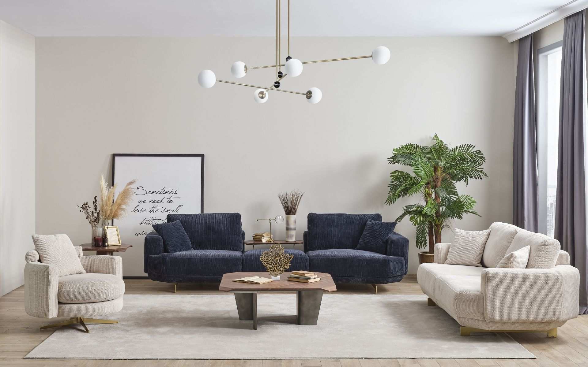 Wohnzimmer Sofa Set 4+3+1 Sitzer Design Couch Möbel Textil Polster