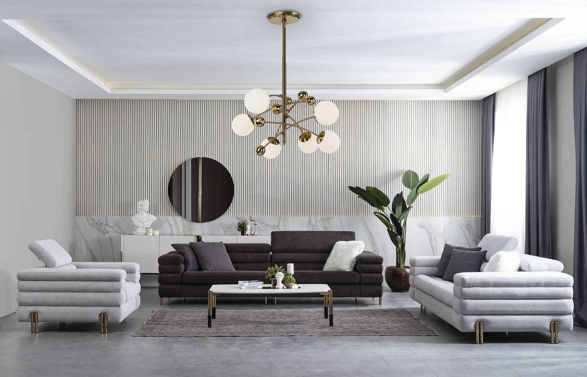 Wohnzimmer Designer Sofagarnitur 3+3+1 Sitzer Braune Couchgarnitur Set