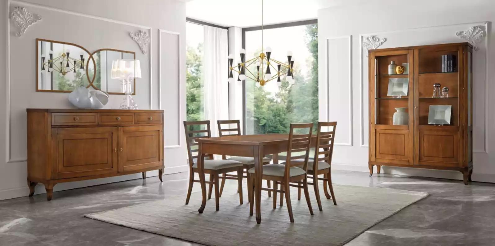 Esszimmer Set Tisch 4x Stühle Anrichte mit Spiegel Klassischе 8tlg