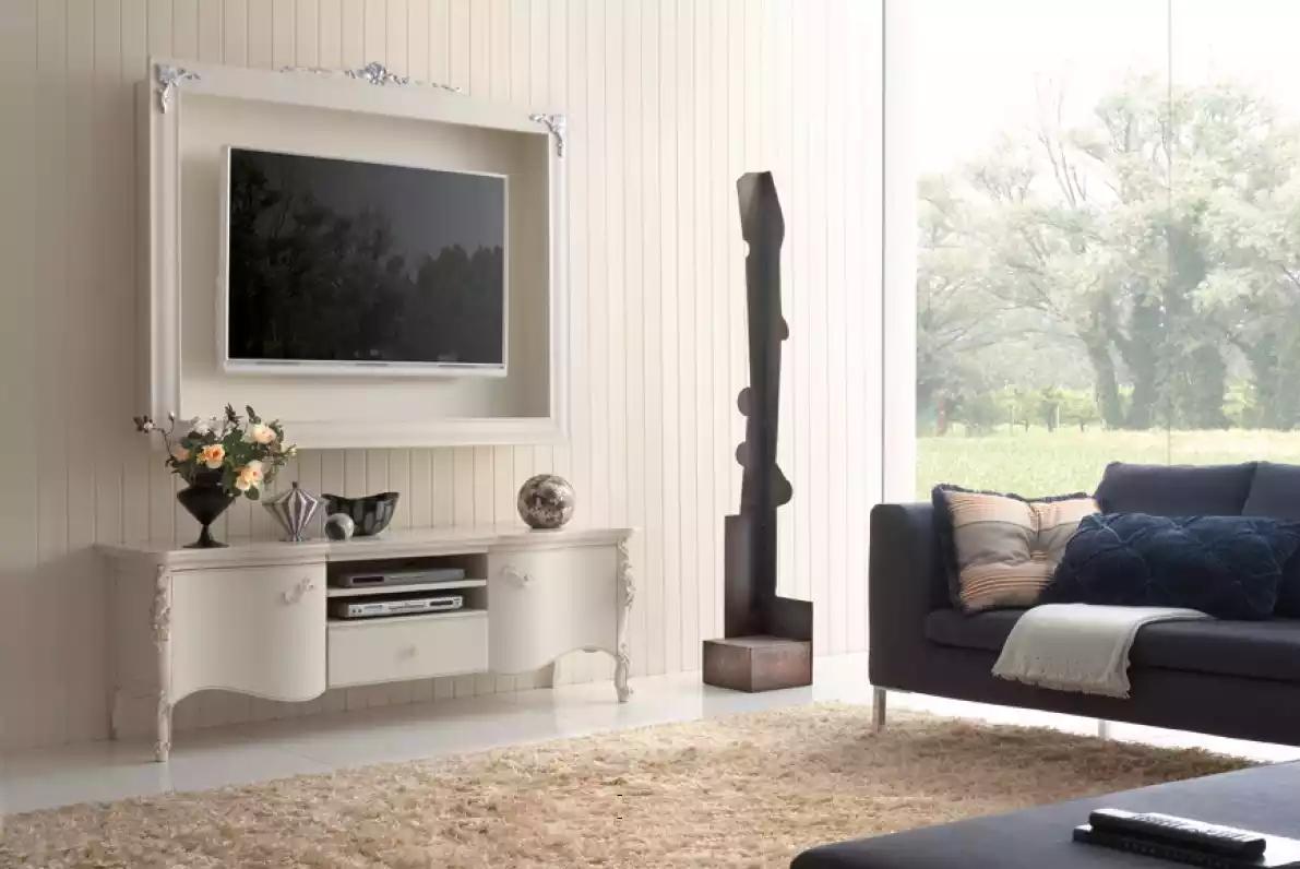 Wohnzimmer Set Luxus TV Ständer Wohnwand tv board wand Möbel Weiß