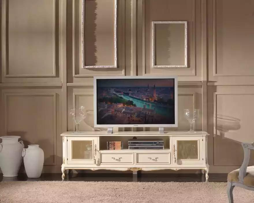 Wohnzimmer Lowboard Weiß TV-Ständer Möbel Sideboard Holz Möbel