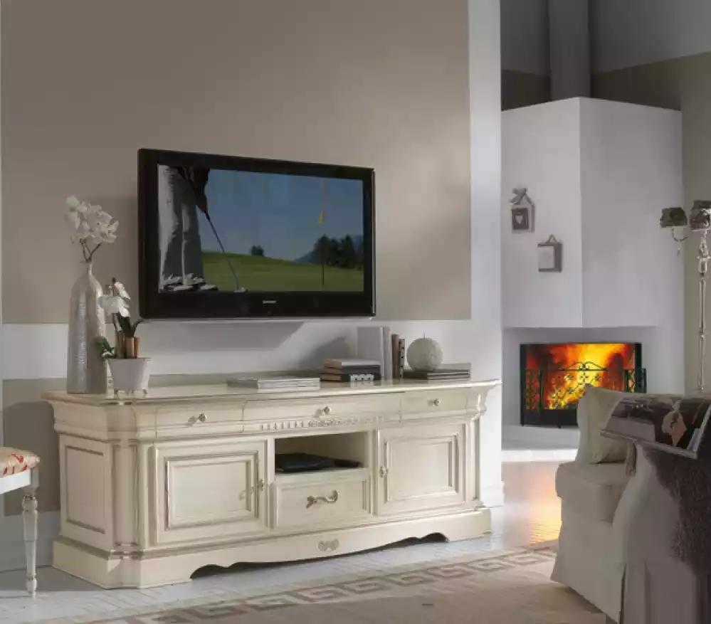 Kommode Weiß tv Ständer Holz Sideboard Klassischer Möbel Wohnzimmer