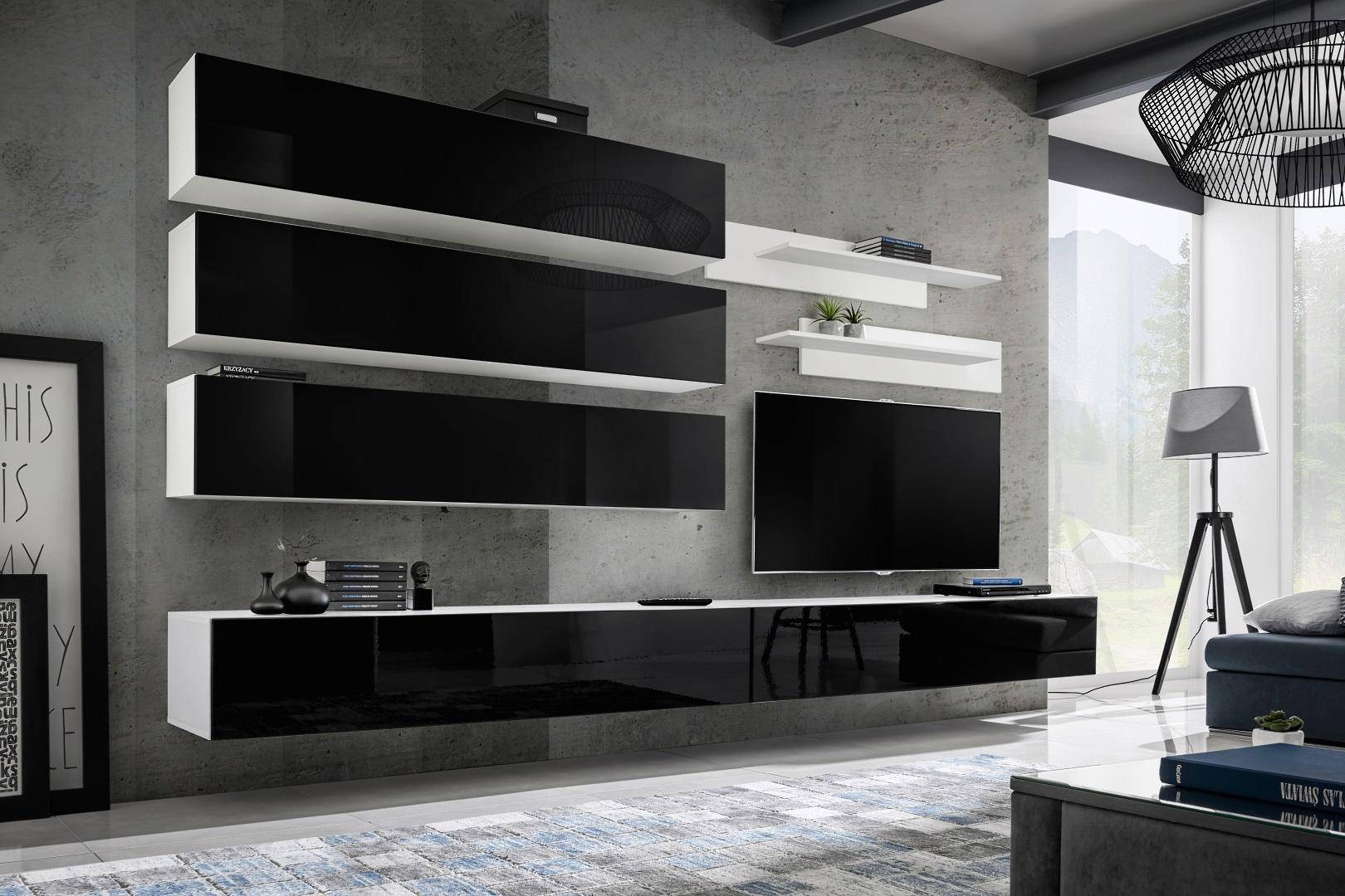 Set 7 tlg. Designer Wohnzimmer Wohnwand Wandschrank Sideboard TV-Ständer Neu
