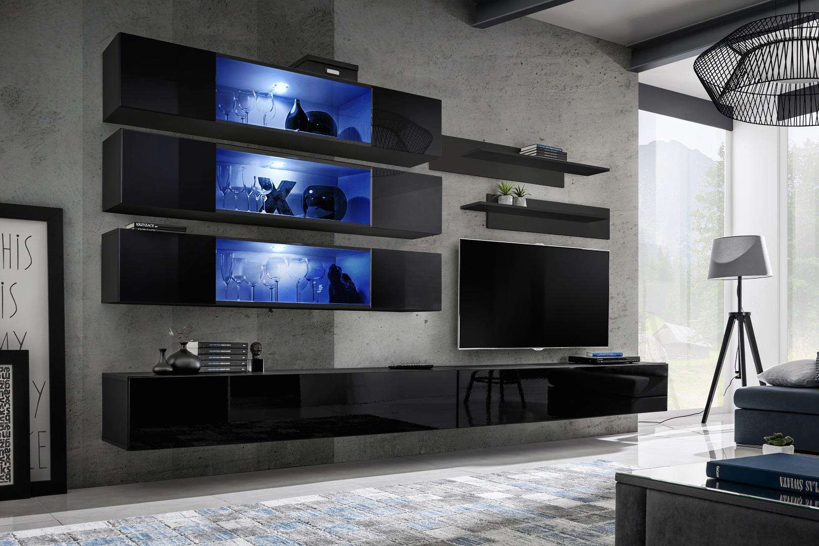 Wohnwand Design WandregalWohnwand rtv Wohnzimmer Möbel Sideboard Wandregale tv Wandschrank Neu TV-Ständer Wandschrank Wohnzimmer Holz Einrichtung Neu