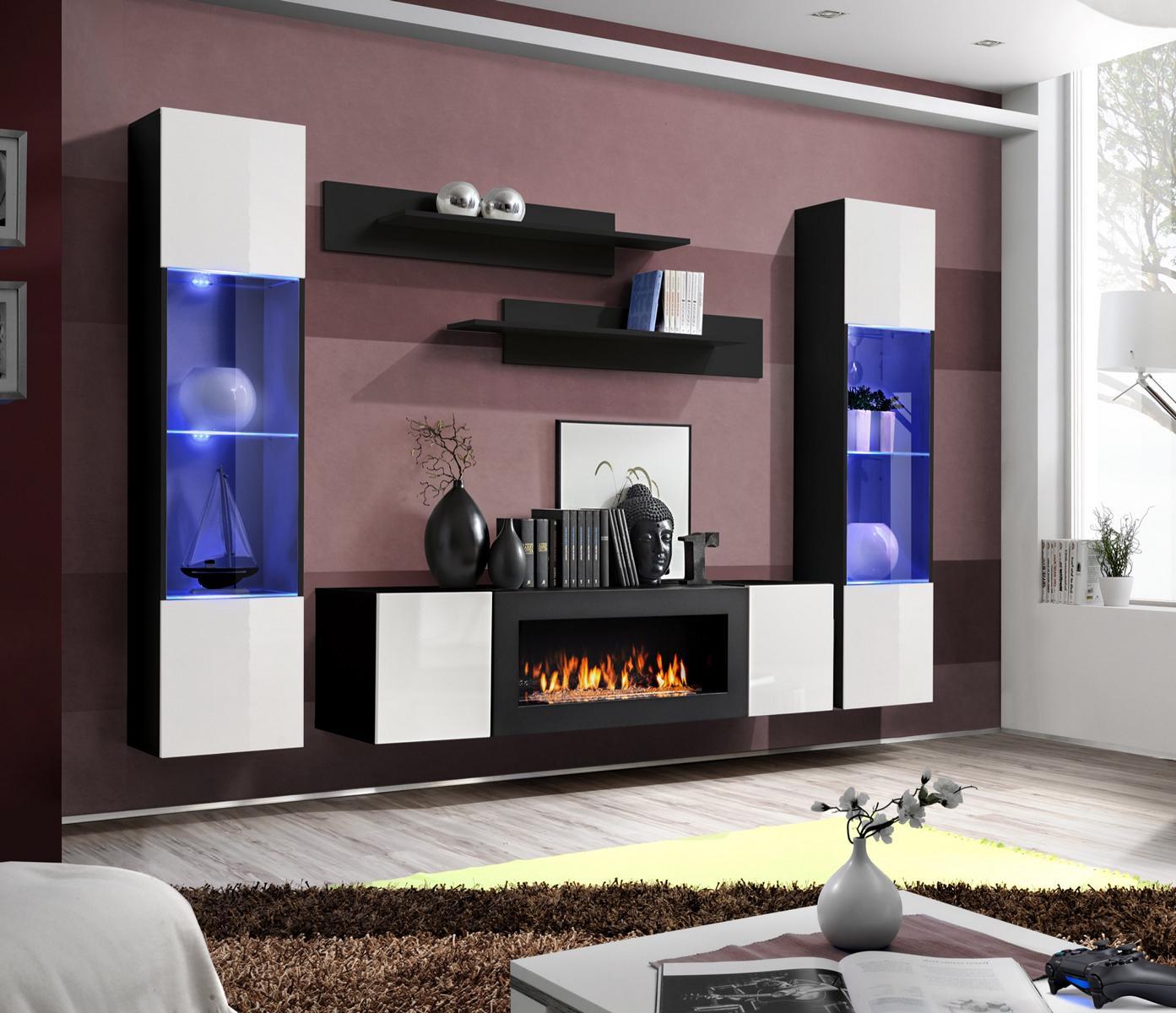 Luxus Wohnwand Wohnzimmer Modern Designer Hänge Vitrine Sideboard Einrichtung