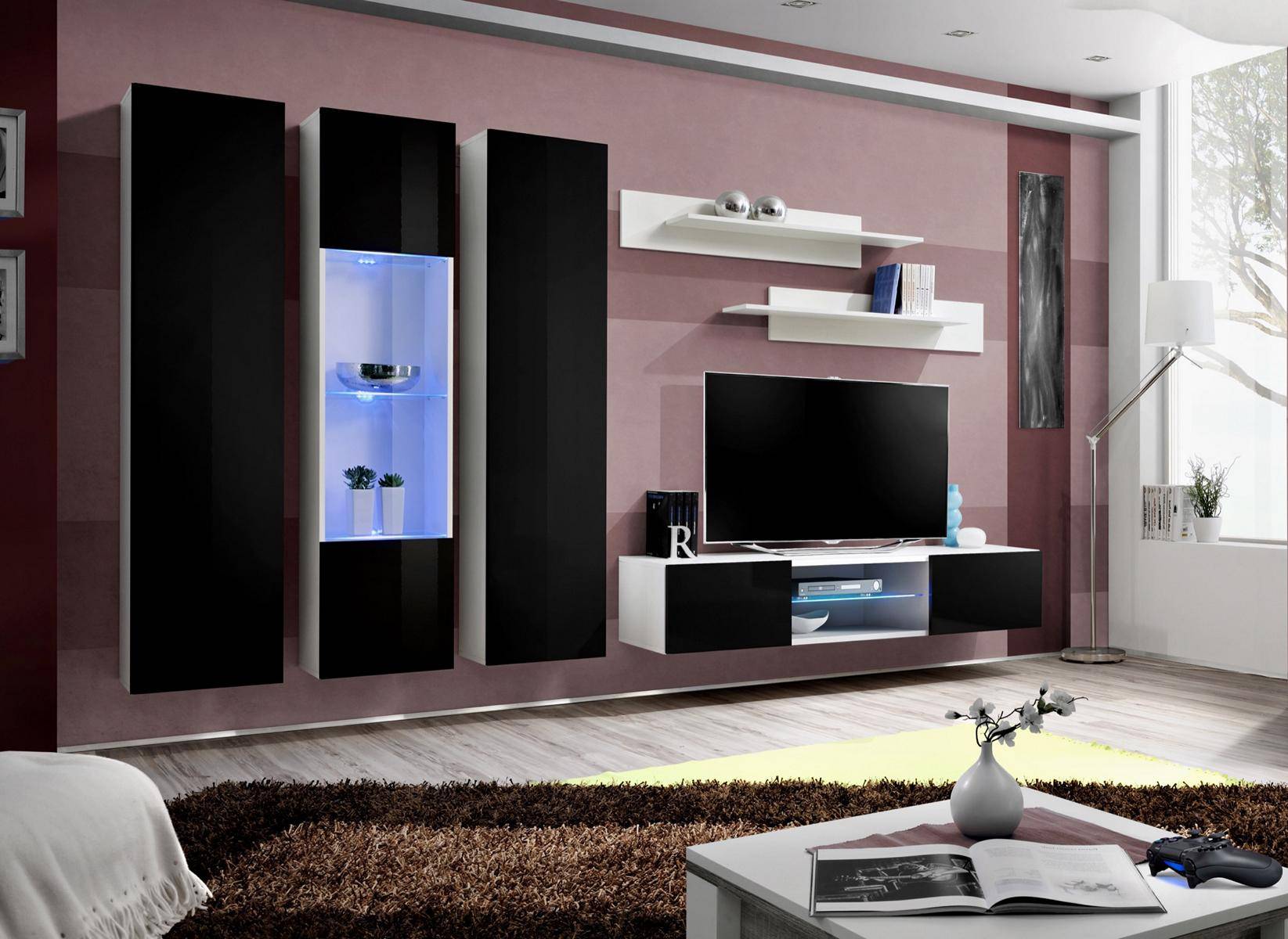 Wohnwand Weiß Stil Modern Design Sideboard TV-Ständer Holz Wandschrank Neu