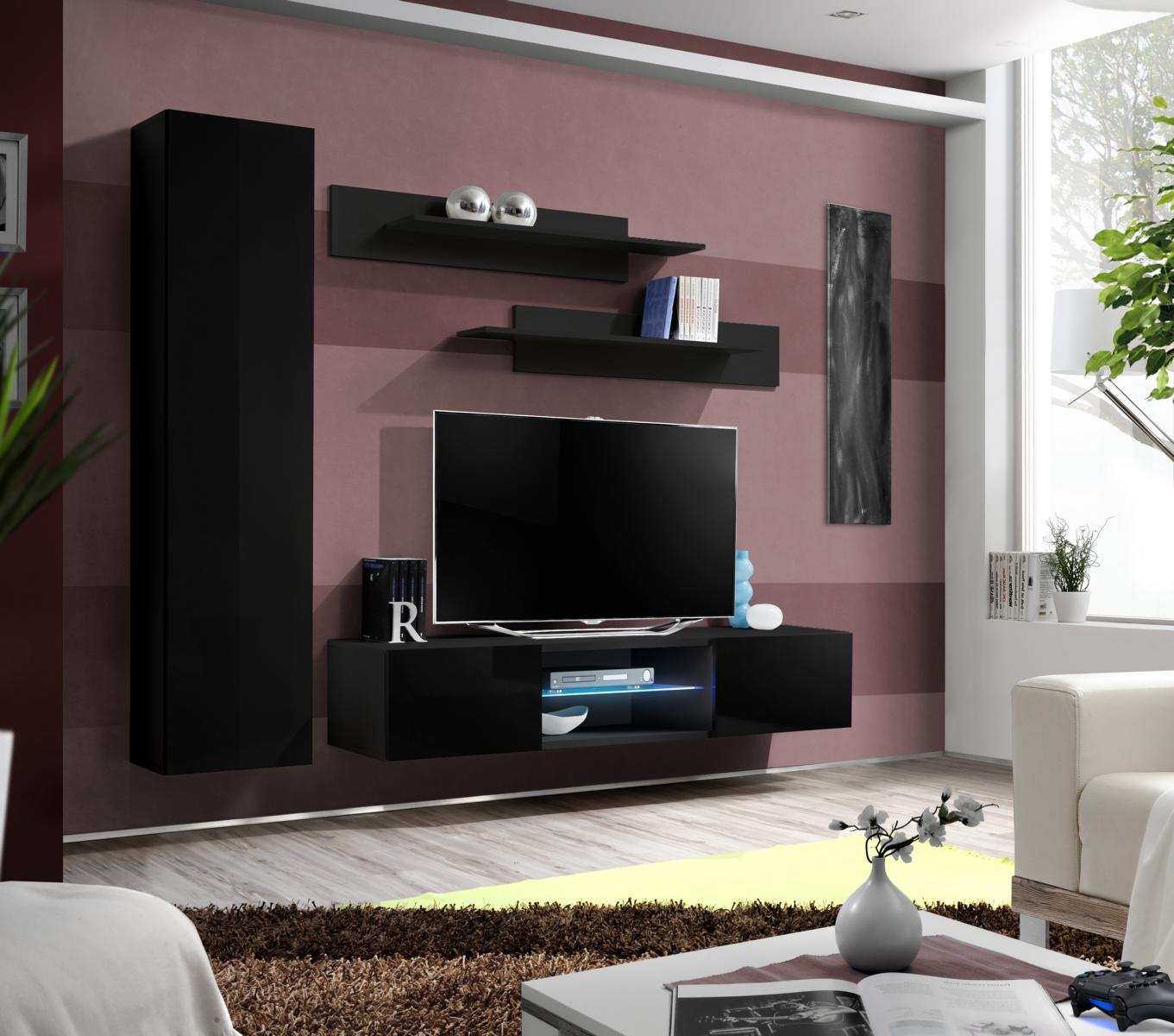 Wohnwand Einrichtung Wandschrank Design Holz Designer Modern Garnitur