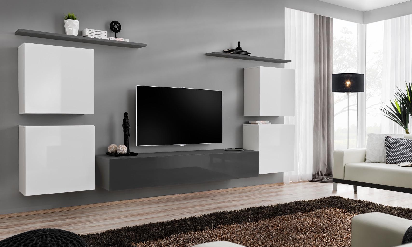 Design Wohnwand Luxus Einrichtung Komplett Wandregal Holzmöbel Wandschrank