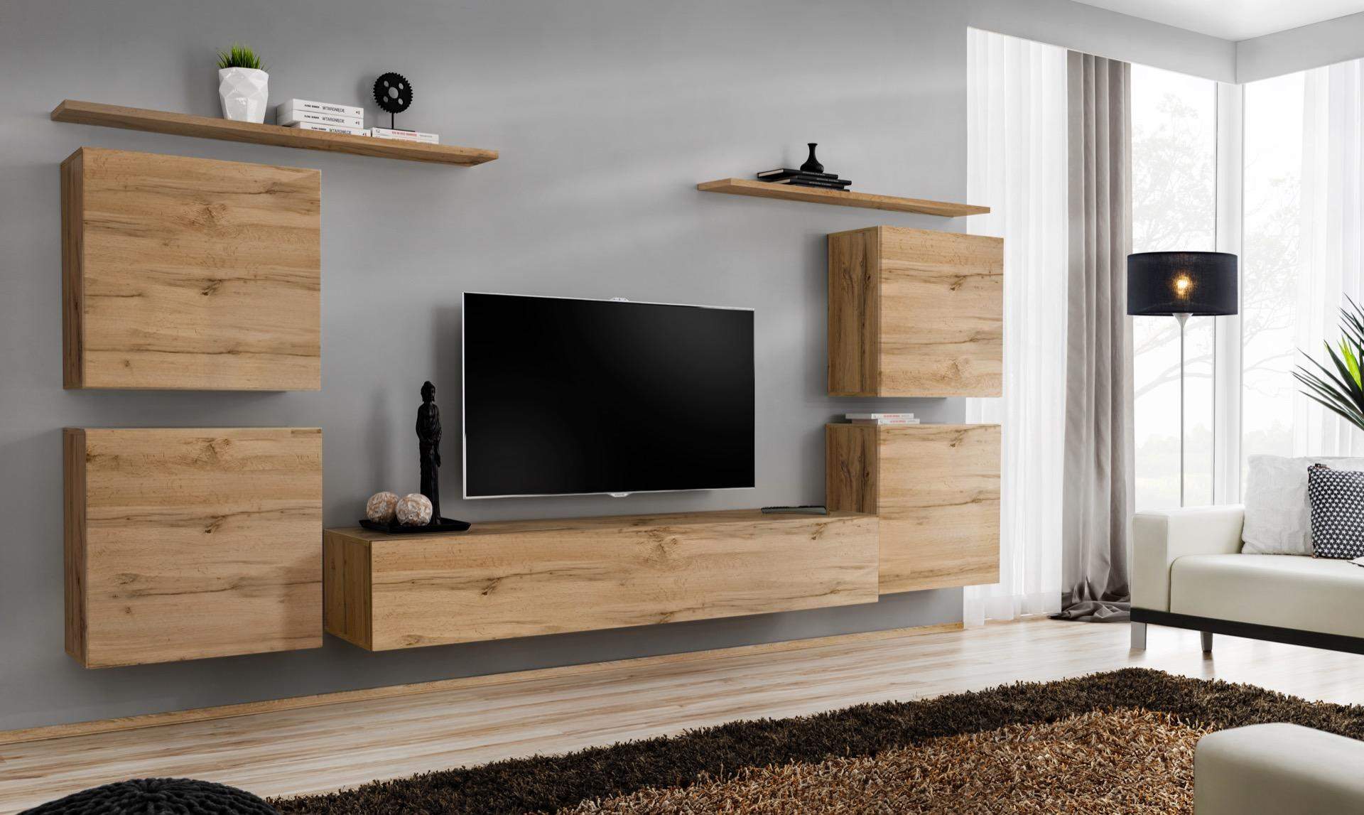 Design Wandschrank Regal Wohnzimmer Holz TV Ständer Wand Regale Neu Holzmöbel