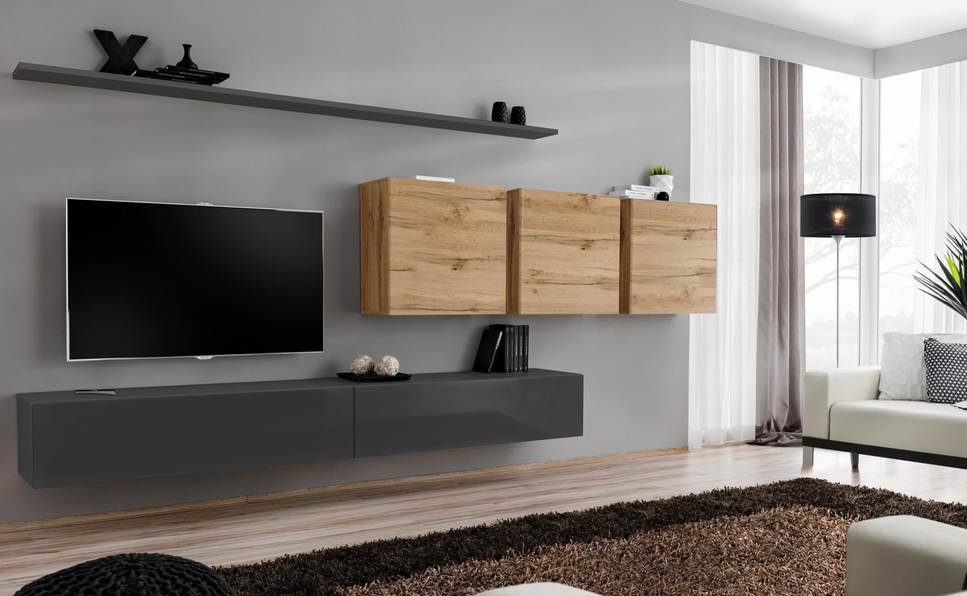 Designer Sideboard Holzmöbel Komplett 7tlg Wandschrank Wohnzimmermöbel