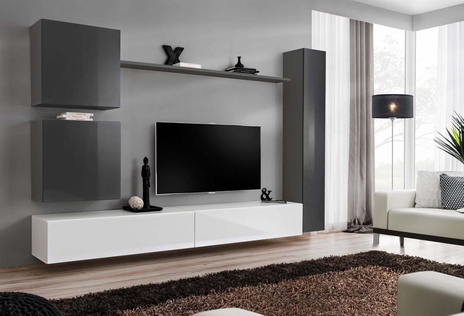 Grau Wandschrank Holzmöbel Modernes Schrank Sideboard Wandschrank Neu