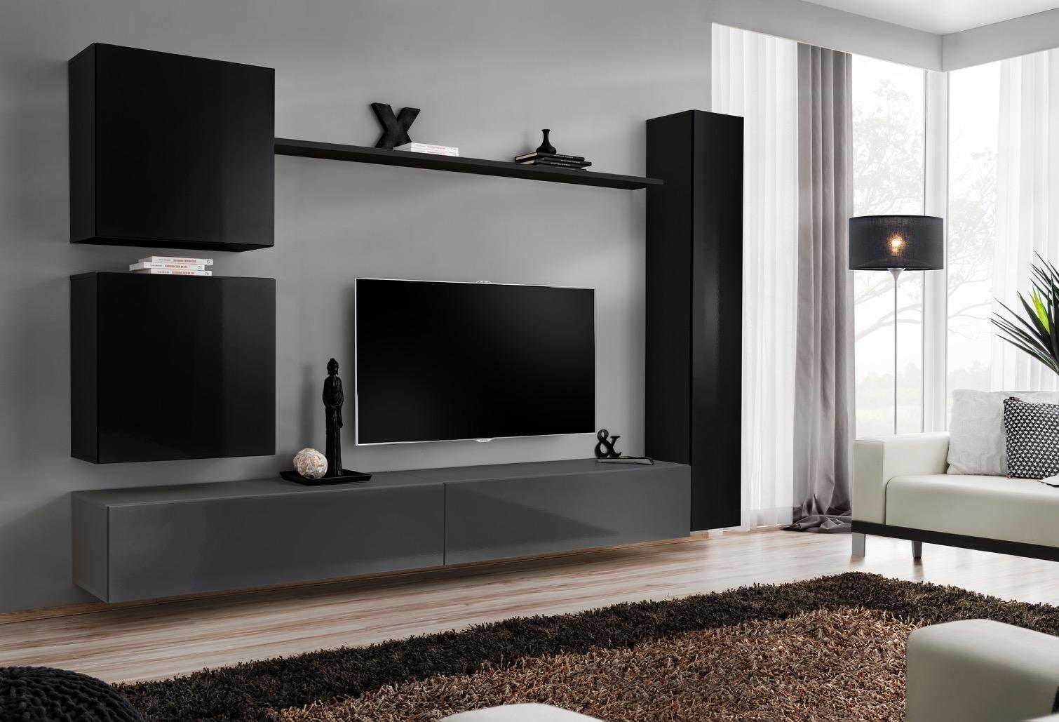 Wandschrank Wohnzimmermöbel Wohnwand Set 6tlg Designer Wand Regal Sideboard