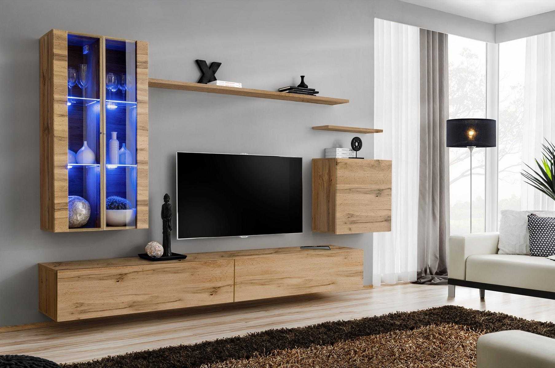 Designer Möbel Garnitur Modern Wandschrank TV-Ständer Holzmöbel Neu Sideboard