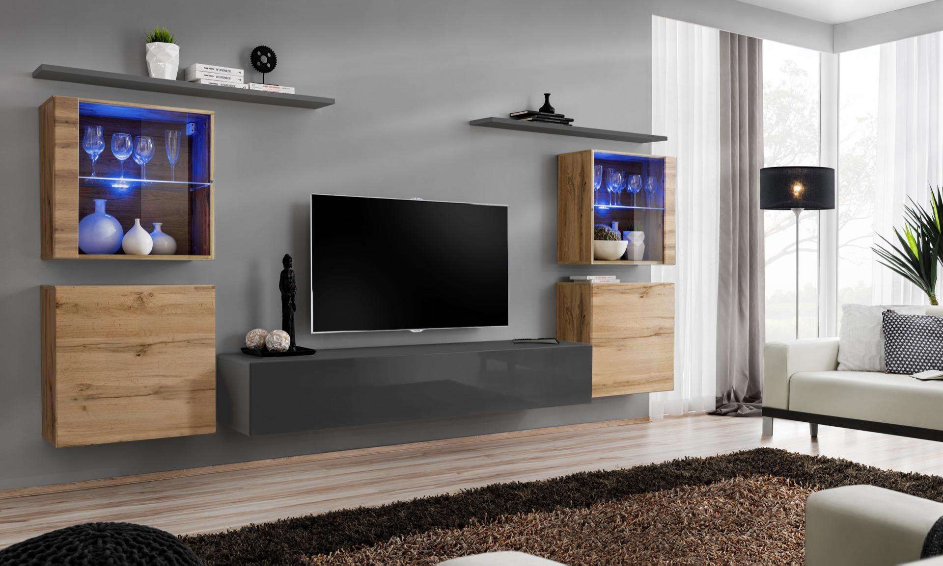 Wohnzimmermöbel Set Designer Hochglanz Wohnwand Wohnzimmer Sideboard Komplett