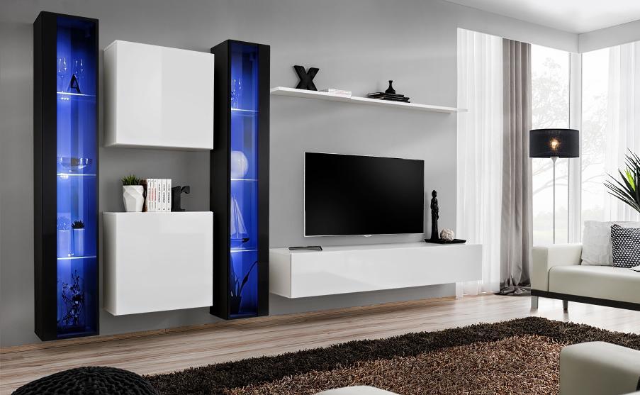 Gruppe Wohnwand Modern Wandregal Designer Wandschrank Luxus Holz Einrichtung