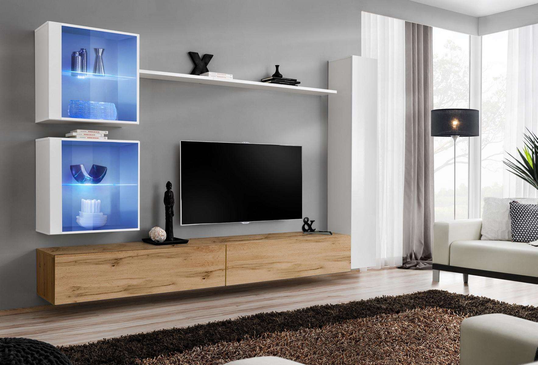 Wohnzimmer Komplett Wohnwand Set 6tlg. Designer Luxus Einrichtung Wandschrank