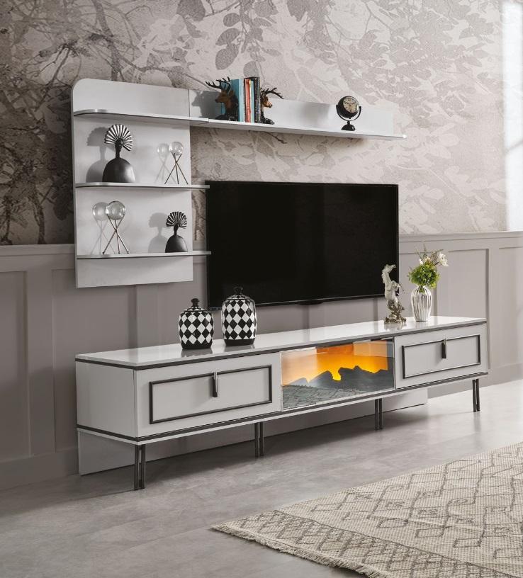 Wohnzimmer Set 2tlg TV Ständer and Regal weiß Holz Wohnzimmer Luxus