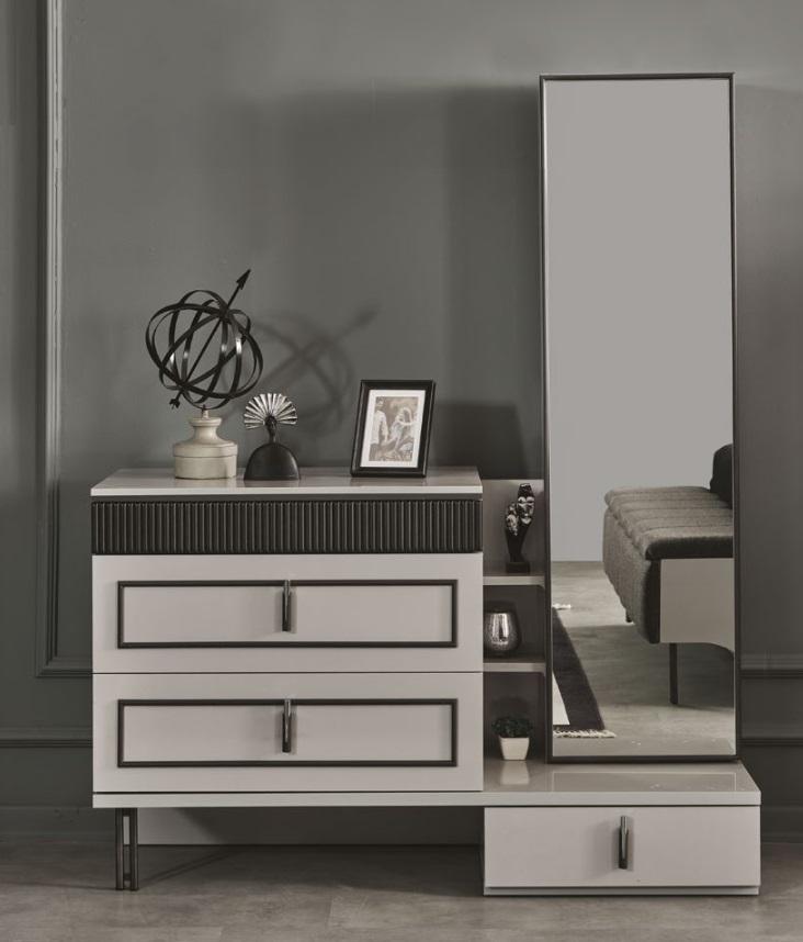 Schlafzimmer Set 2tlg Kommode mit Spiegel Modern Luxus design Möbel