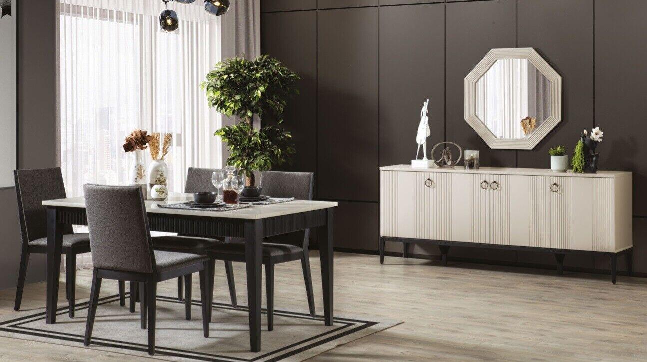 Esszimmer set Esstisch 4x Stühle 5tlg Sideboard Luxus Möbel modern Holz 6tlg