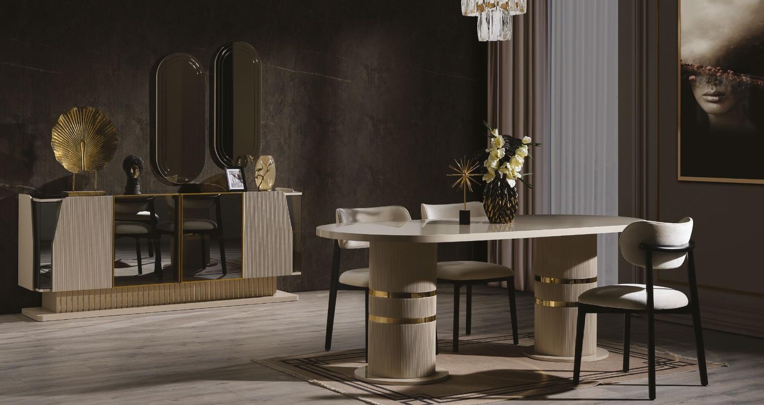 Tisch 4x Stühle Sideboard 2x Spiegel 8tlg Esszimmer Set Gruppe Möbel
