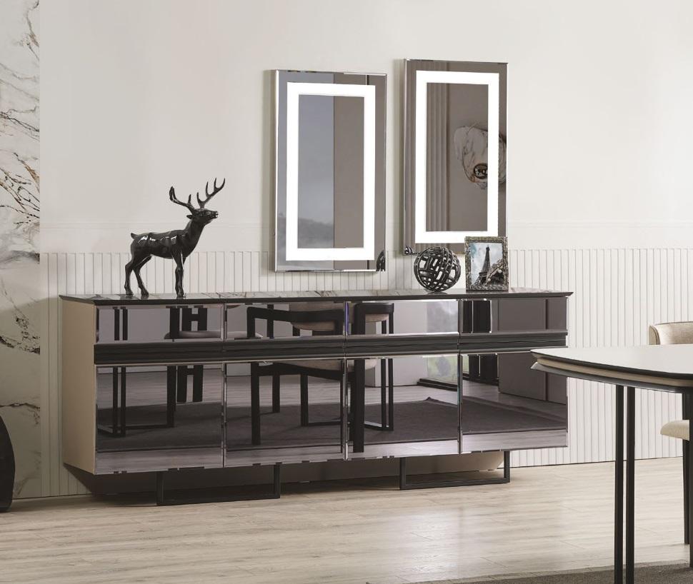 Stilvoll Set für Esszimmer Moderner Stil Sideboard und 2x Spiegel 3tlg