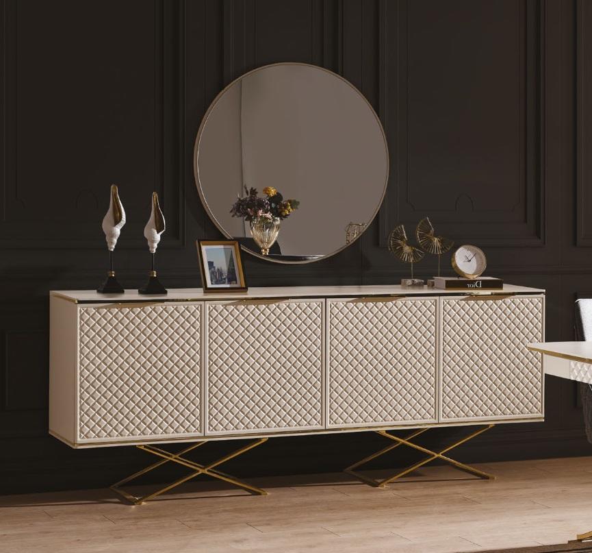 Stilvoll Esszimmer Set Sideboard und Spiegel modern Holzmöbel 2tlg