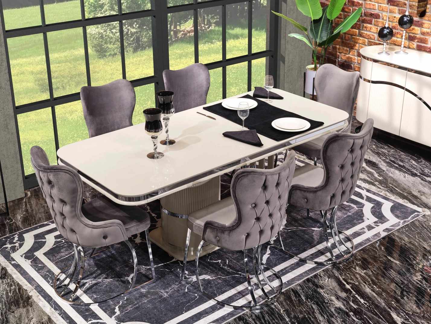 Tisch 6x Stühle 7tlg Esszimmer Holztisch Esszimmer Set Gruppe Design