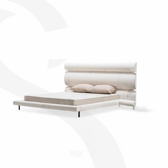 Luxuriöses Weißes Polsterbett Designer Doppelbett Bettrahmen Holzgestell