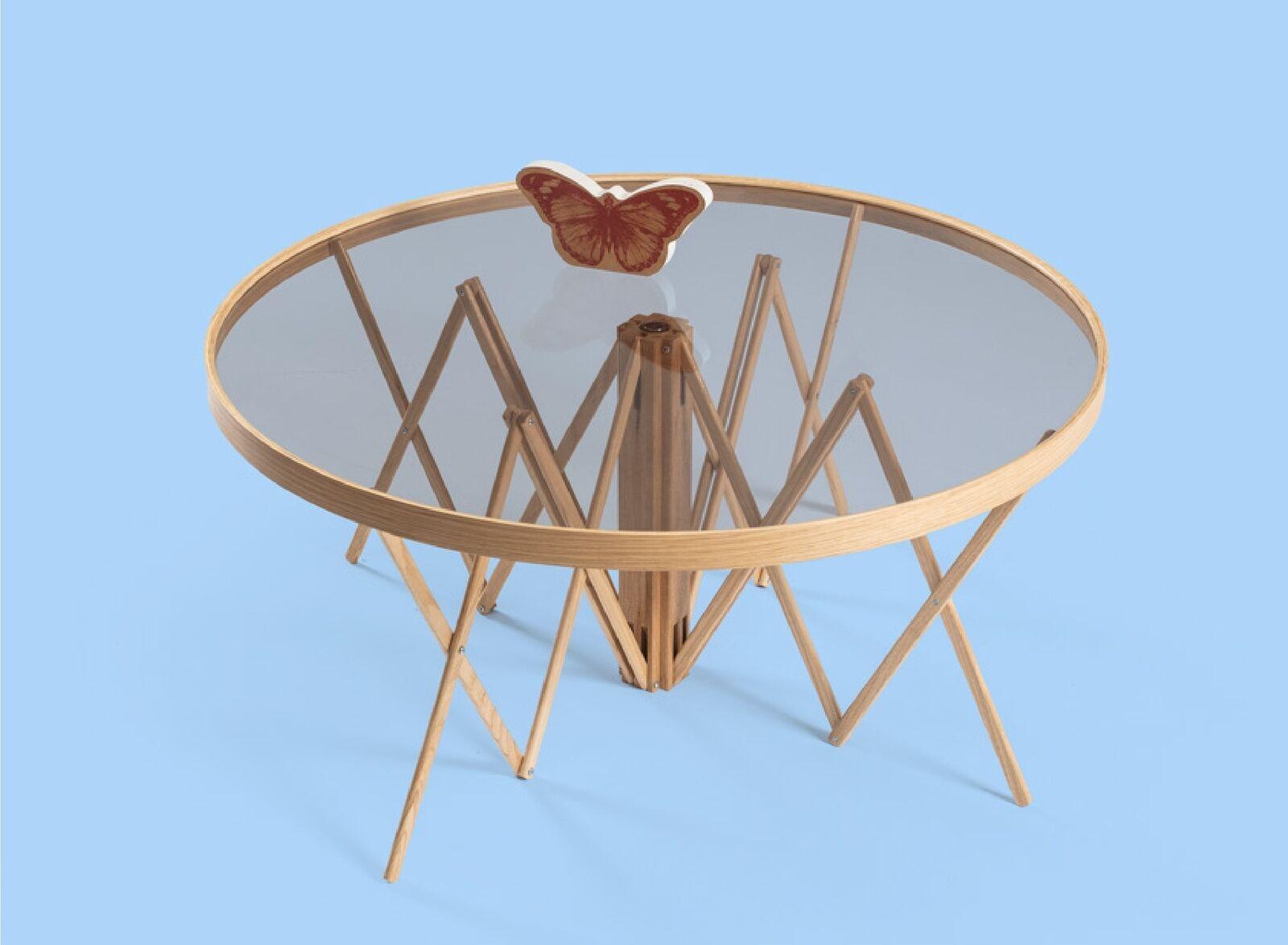 Exklusiver Runder Couchtisch Designer Holztisch Moderner Glastisch Neu