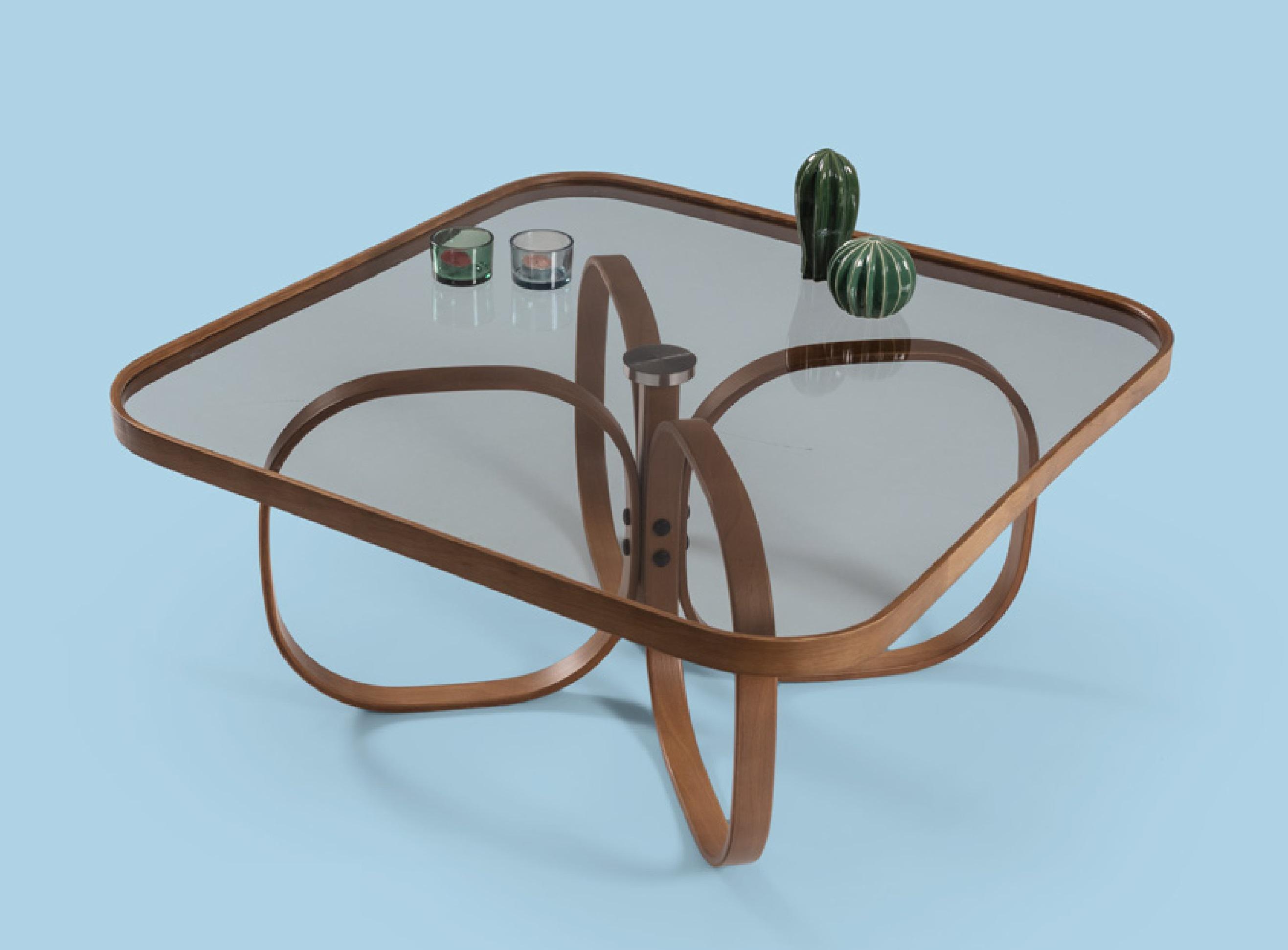 Exklusiver Glastisch Quadratischer Wohnzimmer Couchtisch Holztisch Neu