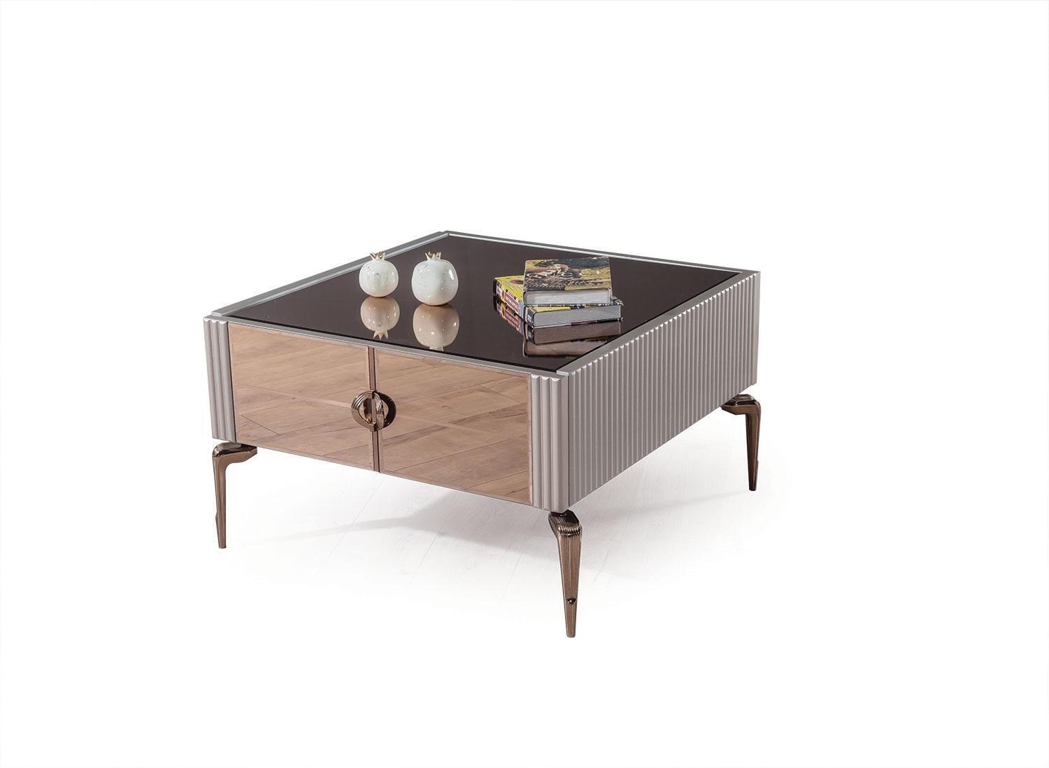 Eleganter Couchtisch 2x Schubladen Wohnzimmer Tisch Luxus Holz Möbel