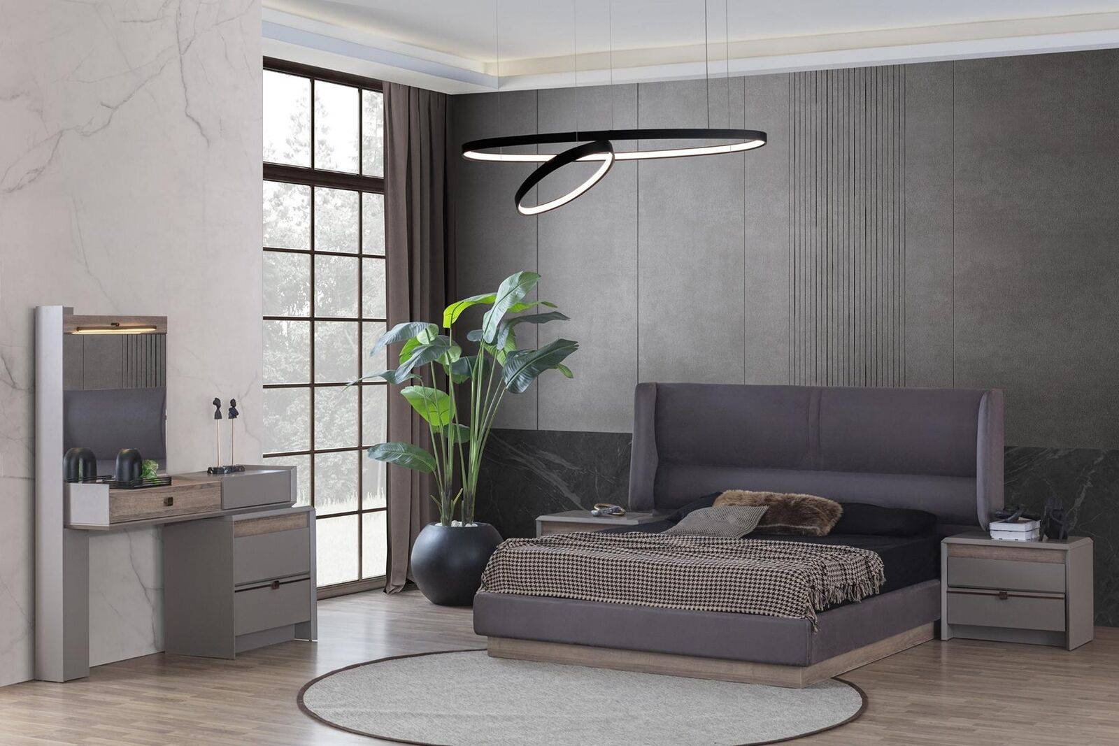 Exklusive Schlafzimmer Set Stil Bett + Schminktisch und 2x Nachttische 4tlg.