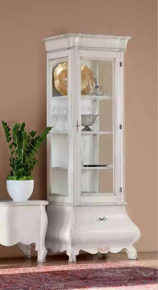Luxus Holzschrank Design Vitrine weiß Italienisch Möbel Schrank Vitrinen