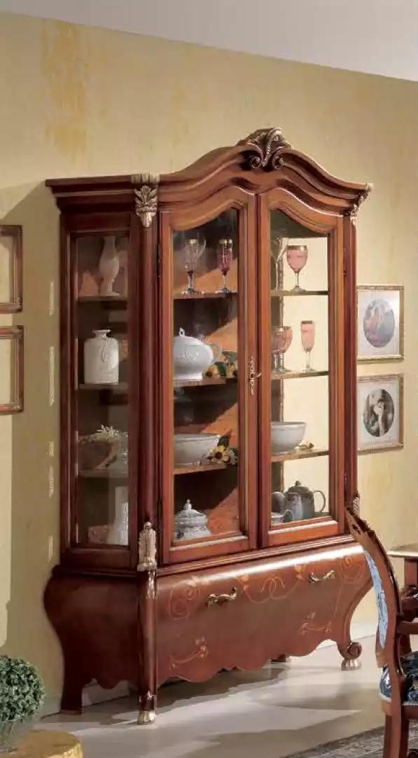 Luxus Holz Vitrine Anrichte Design Schränke Braun Italienische Möbel