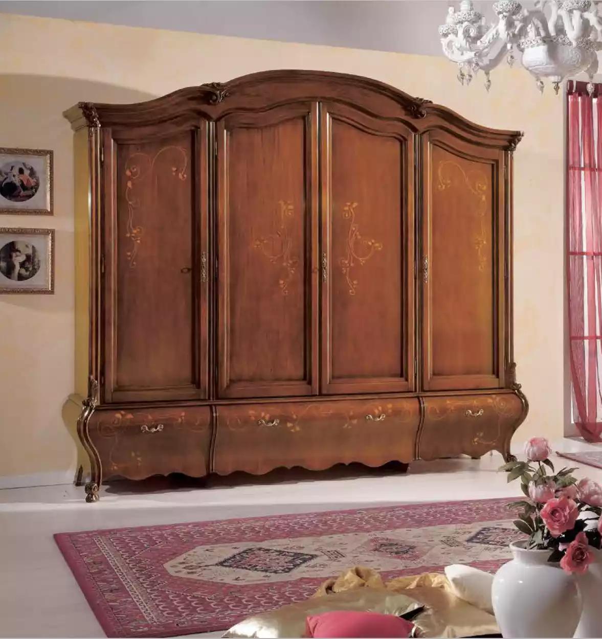 Massivholz Kleiderschrank Klassisch Luxus Schlafzimmer Möbel Braun Neu