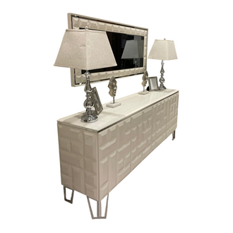 Weiße Luxus Kommode Designer Rechteckiger Spiegel Modernes Sideboard