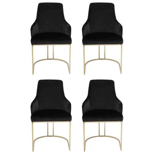 Designer Schwarze 4x Metallstühle Luxuriöse Edelstahl Polster Möbel