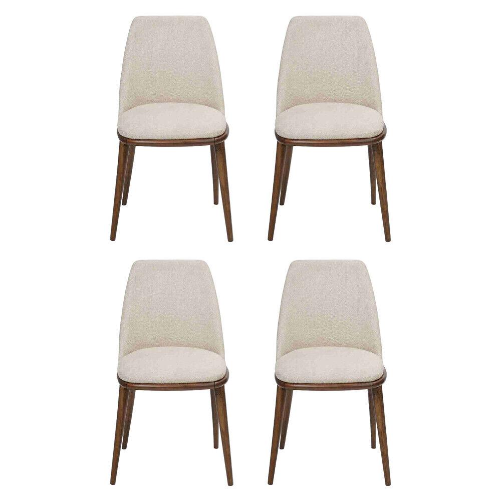 Weiße Stuhlgarnitur Designer 4x Küchenstühle Luxus Sitzmöbel Holzgestell