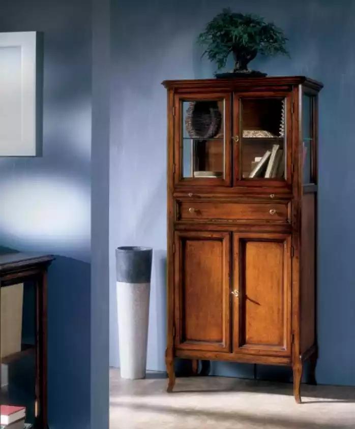 Klassische Schrank Möbel Braun Vitrine Vitrinenschrank Glasschrank Neu