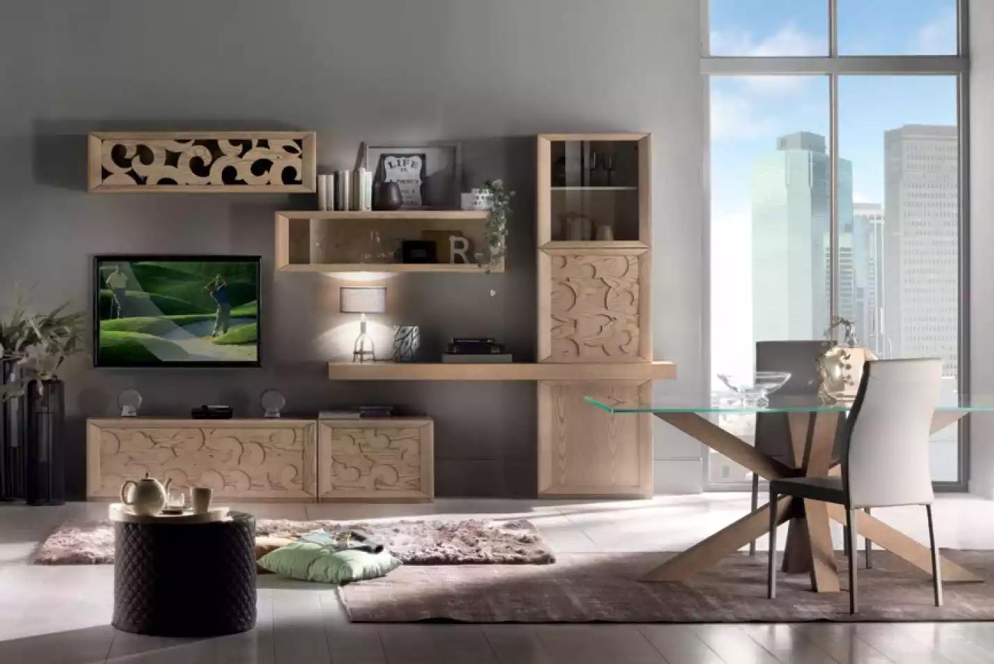 Wohnwand Holz Stil Klassische Italienische Wohnzimmer Möbel Schrank