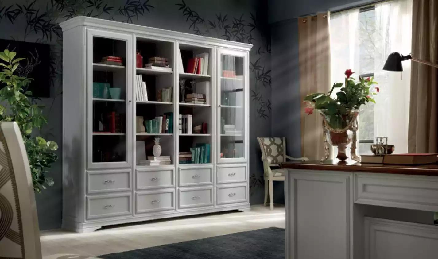 Wohnzimmer Schrank Bücher Regal Weiß Klassische Möbel Regale Holz