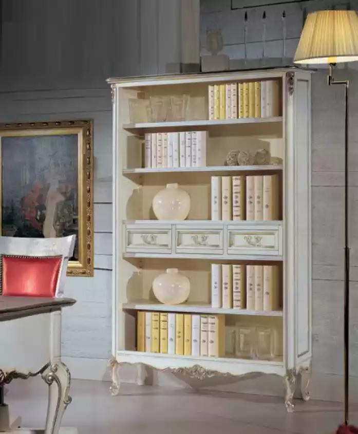 Klassisches Weiß Luxus Bücherregal Schubladen Massivholz Möbel Neu