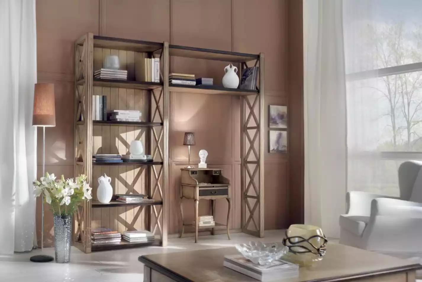 Klassische Regale Braun Schrank Schrankwand Bücherregal Wohnzimmer