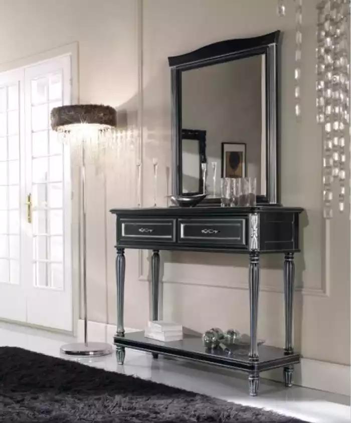 Konsolentisch mit Spiegel Luxus Design Konsole Schwarz Klassischer