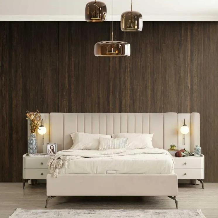 Luxus Schlafzimmer Bett und 2x Nachttische 3tlg. Set Design Einrichtung