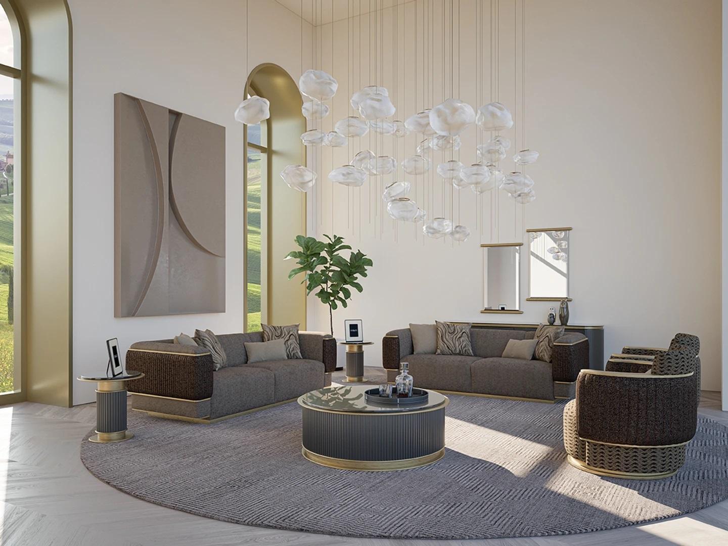 Sofagarnitur 4tlg Textil Sofa Dreisitzer Polster Sessel Neu Zweisitzer Sofa