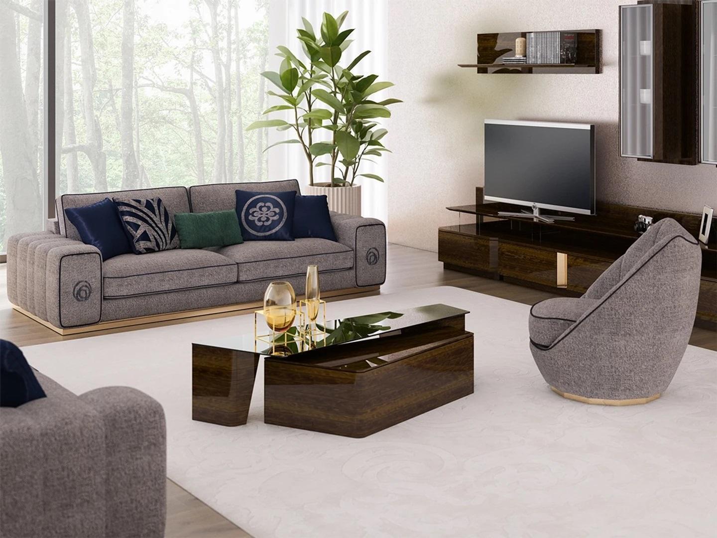 Sofagarnitur Wohnzimmer Komplett 5tlg Sofas Couchen Modern Sessel mit Couchtisch